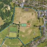 Proposed MUGA extension outlined in red within Eltham College site (blue)